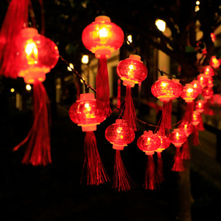 LED燈籠燈串春節喜慶裝飾彩燈流蘇水晶燈籠掛燈電池燈太陽能串燈