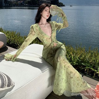 希臘風洋裝 希臘風 海島風洋裝 海島商店性感高階感法式係帶包臀度假海邊兩件套半身裙套裝 XZ25