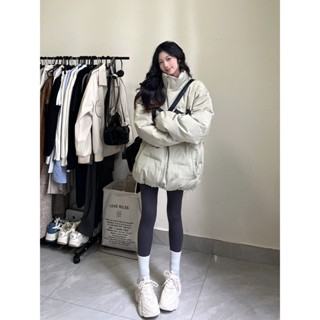 韓衣館 美式字母印花設計麵包服棉衣外套女2023冬季新款立領加厚寬鬆棉服羽絨服韓版 外套 抗寒 保暖外套 寬鬆