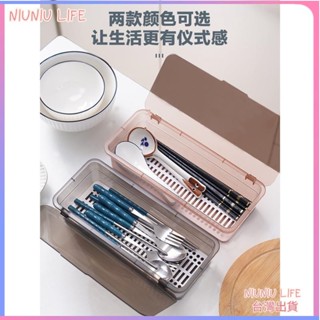 🔴臺灣發售🔴帶蓋筷子盒 家用桌面瀝水 防塵筷籠 透明塑膠筷子收納盒 勺子刀叉餐具