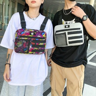 【YTT】機能工裝馬甲胸包男 戰術斜跨腰包 街頭嘻哈背心包 多功能防潑水側揹包 潮流男士運動包 大容量收納戰術包