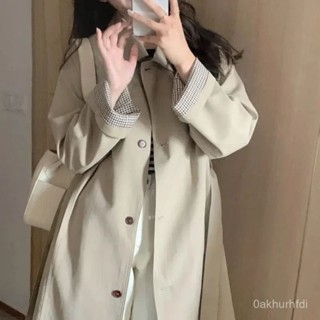 早秋風衣外套女年新款春秋季卡其色小個子韓版英倫風中長版 長版風衣 韓國 防風外套9159 JWYO