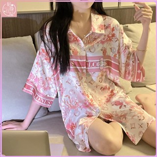 🍓貼身日記🍓冰雪絲睡衣女夏薄款男友風女孩中長款純欲風襯衫性感冰絲睡裙