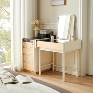 新品 低價 優惠純木優家實木化妝桌 梳妝臺斗櫃一體 小型臥室簡約現代小戶型高顏值