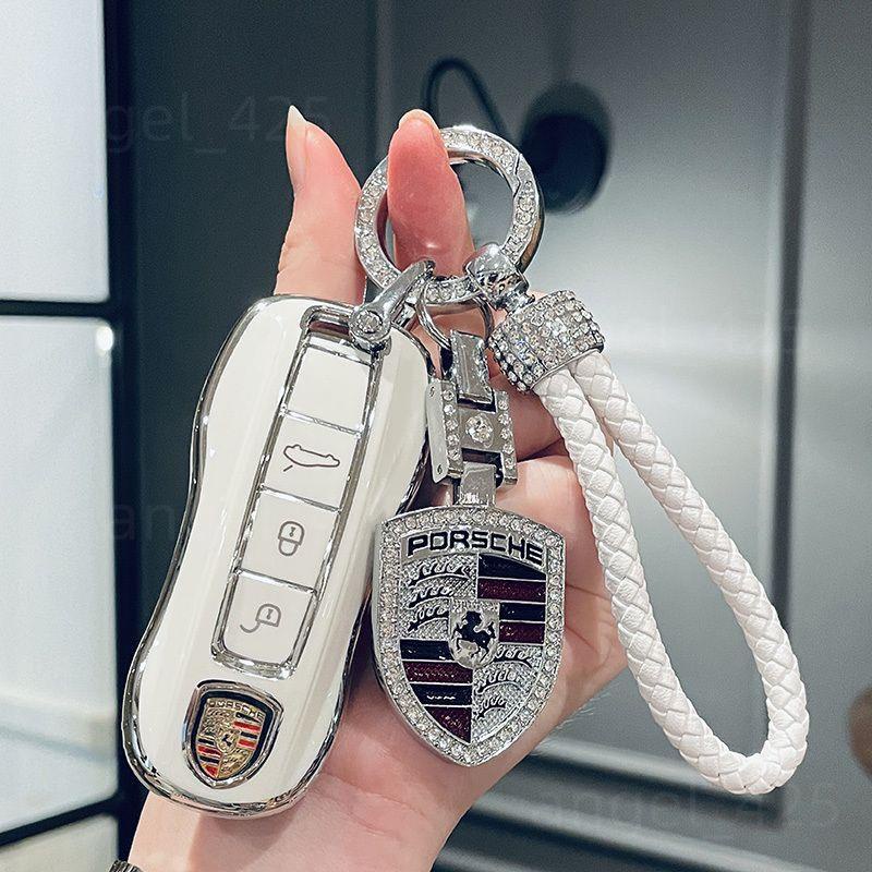 保時捷 porsche鑰匙套帕拉梅拉車718卡宴女macan瑪卡taycan 911鑰匙包 paramera 鑲鑽鑰匙套