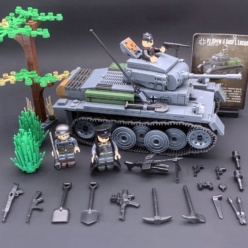 二戰積木 玩具 兼容樂高小顆粒積木二戰軍事系列坦克裝甲車人仔男孩拼裝益智玩具