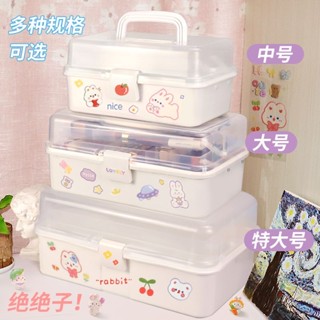 🔥臺灣熱賣 免運🔥加大三層折疊美術工具箱美甲收納盒水粉顔料畵畵收納箱傢用化妝箱