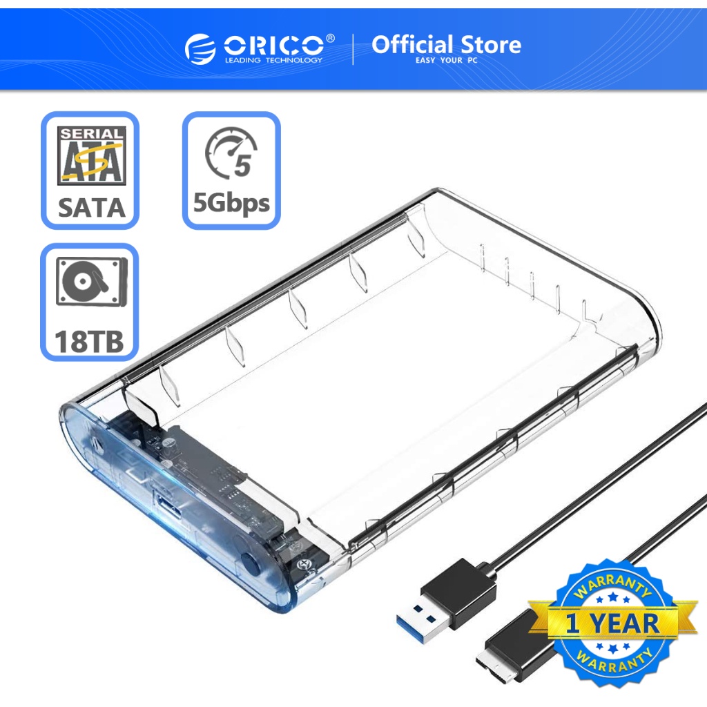ღORICO 透明系列 3.5 吋硬碟外接盒 Type c 2.5 3.5外接盒 5G
