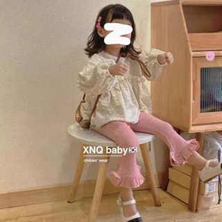 MOMOKO 女童套裝 兒童童裝 最新款女童襯衫長袖2024新款韓係童裝一整套寶寶上衣秋季泡泡袖