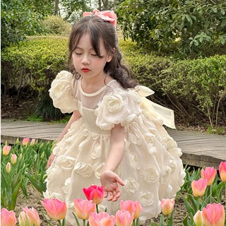 MOMOKO 兒童洋裝 女童連衣裙 夏裝兒童公主裙2024新款夏季洋氣小女孩生日禮服錶演裙