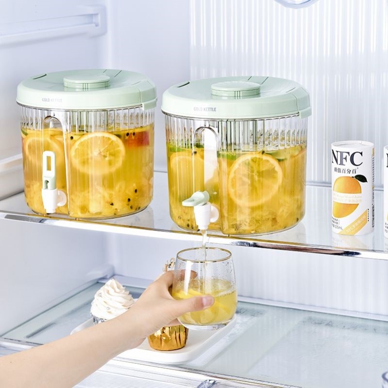 新疆 冷水壺 套裝 家用 冰箱 飲料桶 帶龍頭 水果 茶 冷飲容器 果汁桶