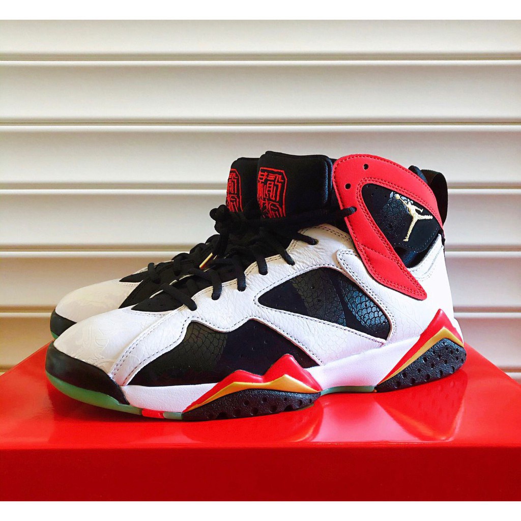 正品Air Jordan 7 "China" PU 合成革 黑白紅 紫禁之巔 運動鞋 CW2805-160