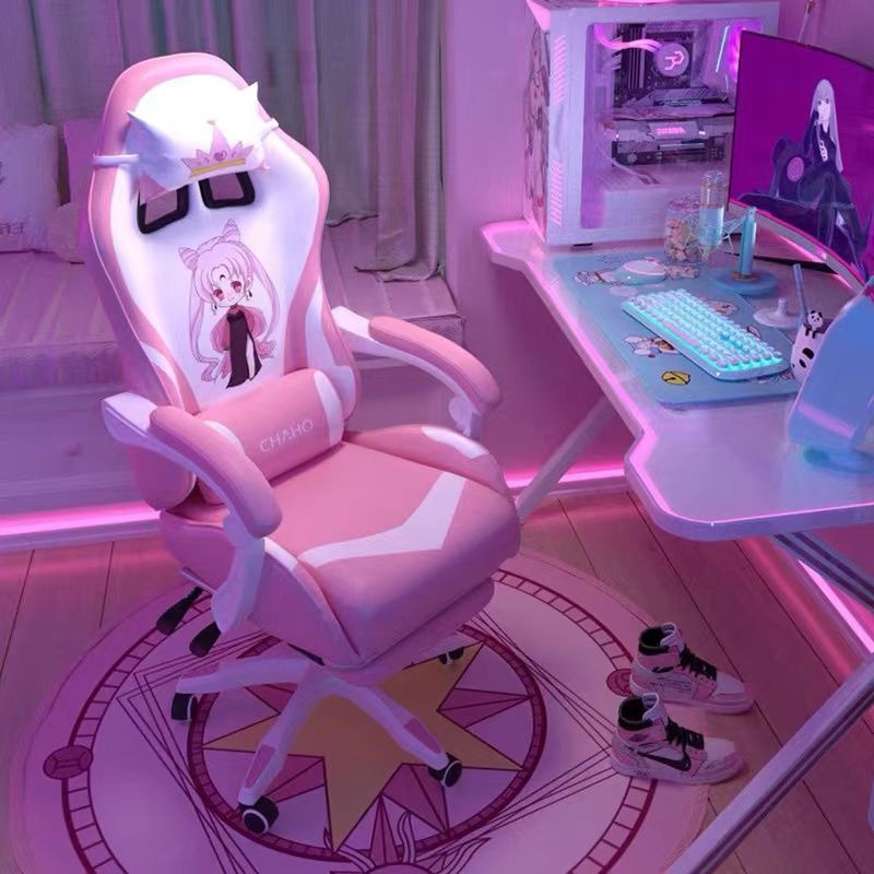 粉色電競椅傢用舒適可躺網紅款少女主播電腦椅子直播遊戲靠背座椅 5TRE