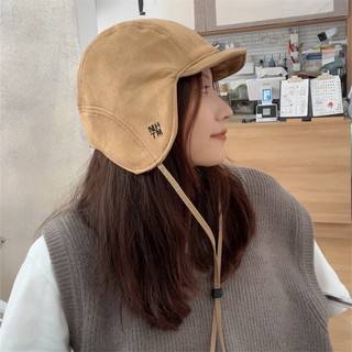 雙麵戴冬季日係簡約護耳雷鋒帽 麂皮絨百搭薄款可愛保暖飛行員帽子