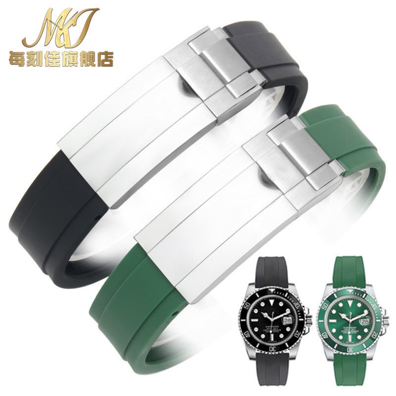 促銷23年新款錶帶適配ROLEX勞力士迪通拿黑藍綠水鬼游艇名仕橡膠硅膠手表表帶20mm6065