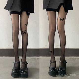 【BeautyTrap】2023年新款黑色蝴蝶結絲襪女性感黑絲純慾連褲襪可愛印花jk洛麗塔