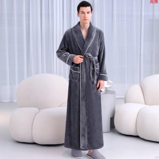 新款❤珊瑚絨睡袍男長款加絨加厚冬季男士浴袍秋冬新款法蘭絨加大碼睡衣 大尺碼男睡衣 珊瑚絨睡衣 男生居家服 睡衣組 保暖睡