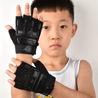 兒童手套男女學生半指小孩寫字冬季加絨吃雞騎行戰術運動保暖手套