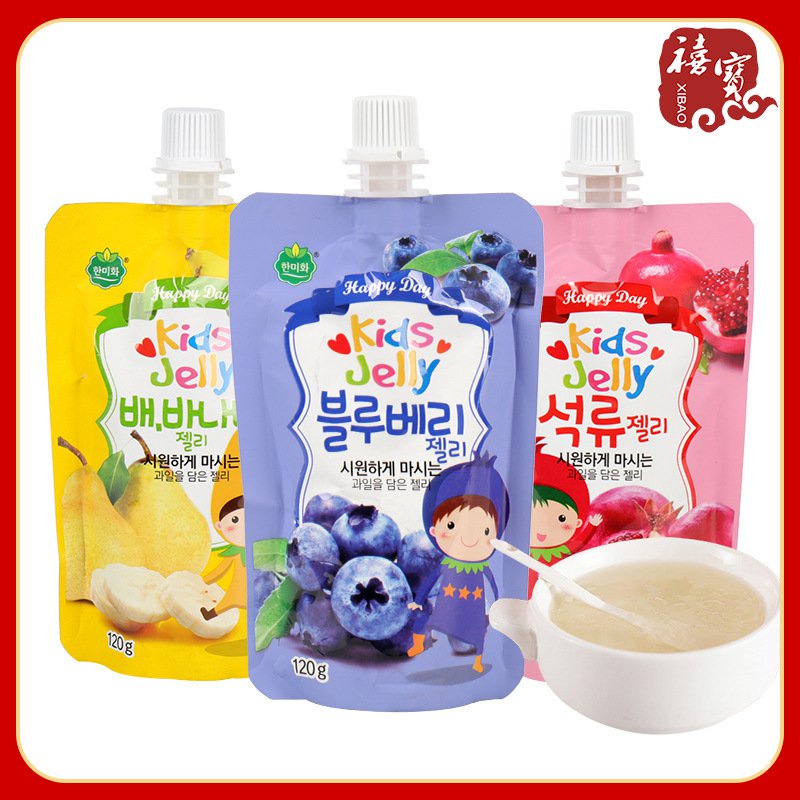 韓國韓美禾果凍120g休閒零食袋裝可吸果凍藍莓石榴吸吸樂果汁果凍