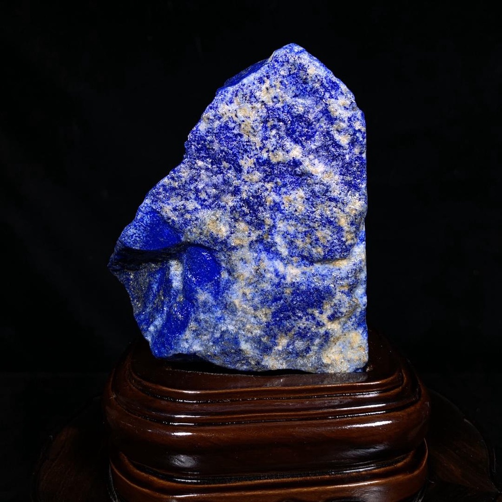 原石擺件 天然礦石 阿富汗老料青金石 天然原礦帶座高15.5×9×6.5cm 重1.35公斤 2000JP-1110