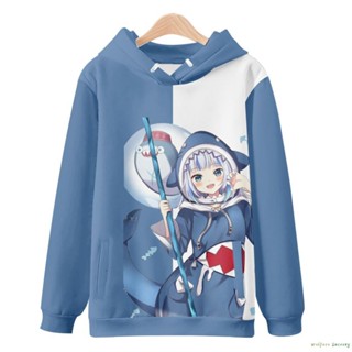 鯊魚娘Gawr Gura噶嗚古拉衛衣hololive周邊動漫外套vtuber衣服潮動漫帽T 連帽T 上衣秋冬裝 動漫周F