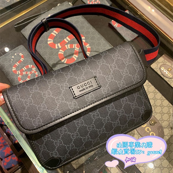 GUCCI 古馳 Supreme 帆布腰包 598113 男士腰包 斜挎包 單肩包 胸包