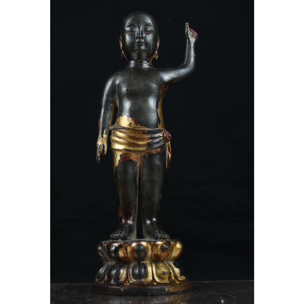 尼泊爾銅鎏金太子佛 浴佛太子 包漿自然老氣 做工精細大氣 收藏佳品 居家公司辦公擺件 高26cm重2.6斤F260-31