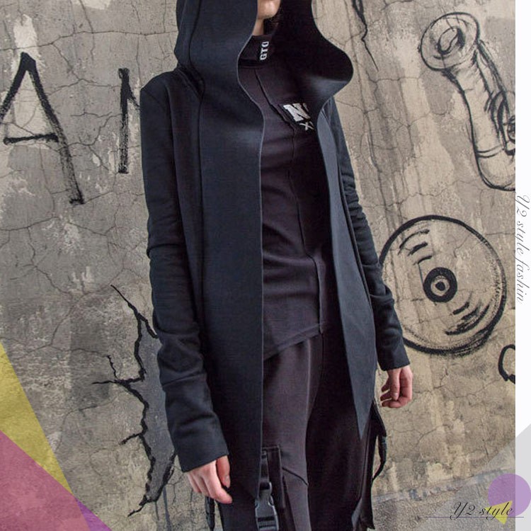 不規則小外套連帽斗篷上衣歐美設計款寬鬆暗黑個性韓版中大尺碼E