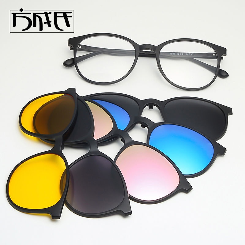 台灣熱賣/磁吸套鏡近視眼鏡眼鏡兩用有度數的偏光眼鏡鏡-男雙*層夾❤片夜視鏡6003✌