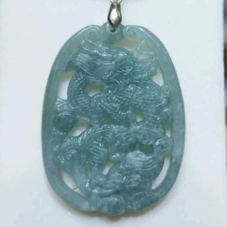 玉貴人…天然神龍雙面雕藍綠翡翠玉墜項鍊，超優惠