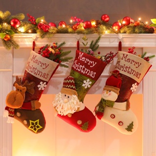 【HONG YANG】皇家喜事圣誕襪子禮物袋圣誕節裝飾品老人雪人創意掛飾禮品盒擺件