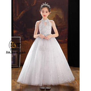 臺中店💯花童禮服鋼琴表演女童洋裝走秀洋裝高級女童洋裝女孩生日禮服公主裙蓬蓬裙伴娘婚紗長裙鋼琴表演服/低價