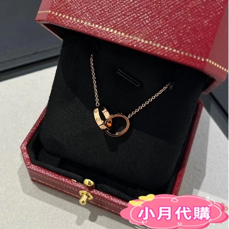 二手Cartier 卡地亞項鍊 99新 love系列 滿鑽雙環 18K玫瑰金 鑲鑽 金色 白金女款 鎖骨鏈 實拍