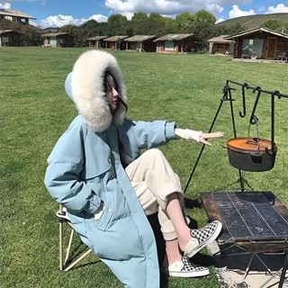 加厚保暖冬天外套🌟羽絨服女中長版年新版冬季韓版寬鬆設計感加厚過膝白鴨絨外套韓版 羽絨外套連帽 長款 IGSB