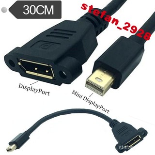 鍍金Mini DisplayPort 公to 大DP母帶耳朵固定螺母綫 0.3米