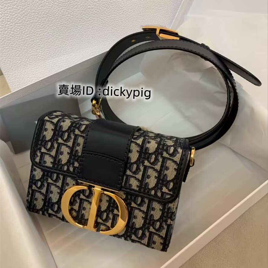 二手正品DIOR 迪奧 蒙田box M9204UTZQ_M928 蒙田包 藍色 翻蓋式單肩包 斜跨包 小方包免運