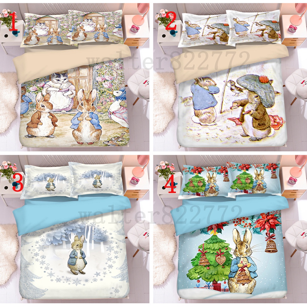 歐美動漫系列彼得兔床單 比得兔床包組 標準雙人床包 單人加大床包 床罩 枕頭套 兩用被 枕頭套 抱枕 佳品小店
