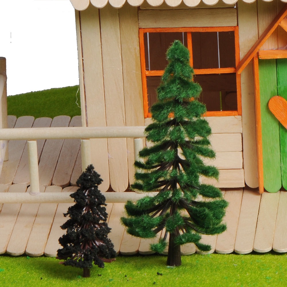 DIY建筑 沙盤 模型材料場景制作 塑膠八字松 成品樹多顏色規格