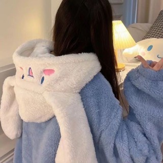 SWEETKRの玉桂狗冬季睡衣女甜美珊瑚絨大碼睡袍學生宿舍加絨加厚保暖可外穿