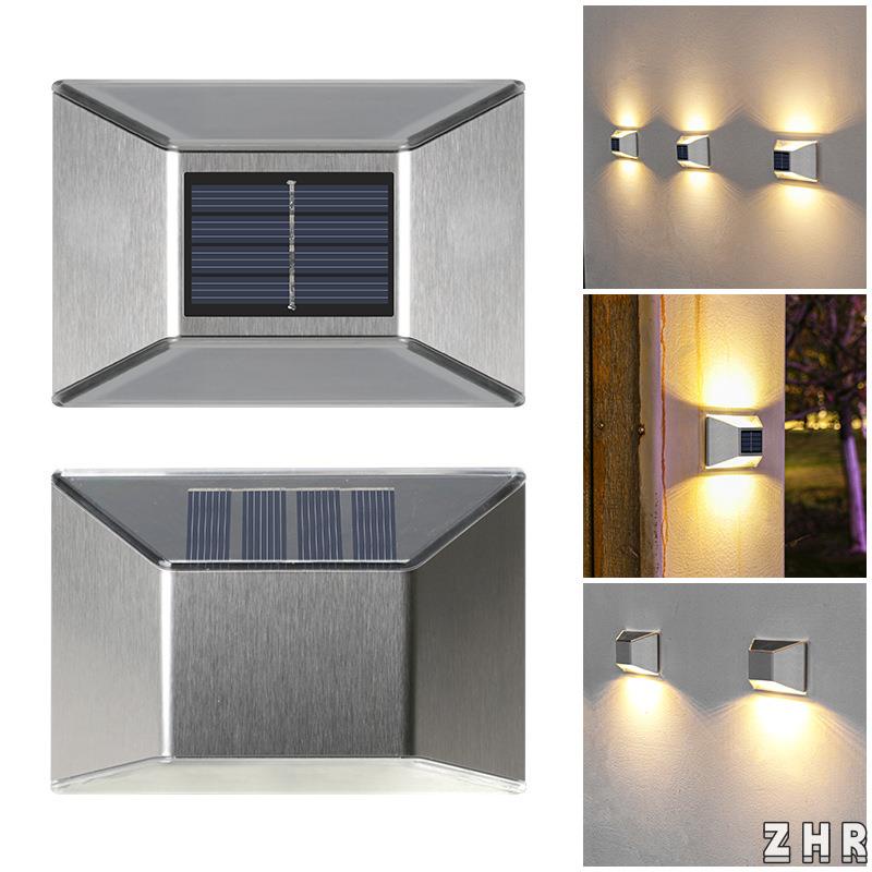 ZHR 太陽能戶外壁燈防水圍墻燈別墅院子室外不銹鋼裝飾照明庭院小壁燈