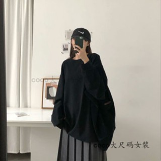 coco大尺碼女裝 春季 顯瘦打底衫 寬松 胖妹妹 長袖T恤 大尺碼上衣 素色 ins潮 特大尺碼女裝150公斤可穿