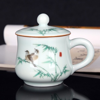 茶道 景德鎮 茶杯 陶瓷 帶蓋 水杯 精緻 家用 水杯 辦公室 單杯 中式 杯子 茶具 景德鎮茶杯 陶瓷茶具