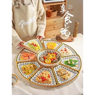 拼盤組合創意餐具 團圓拼盤餐具組合 陶瓷盤子湯碗家用菜盤碗碟套裝