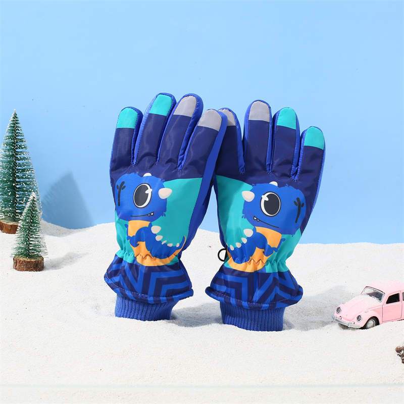 保暖手套 兒童滑雪手套卡通蜘蛛俠星黛露奧特曼手套保暖加絨加厚防凍防水 發熱手套