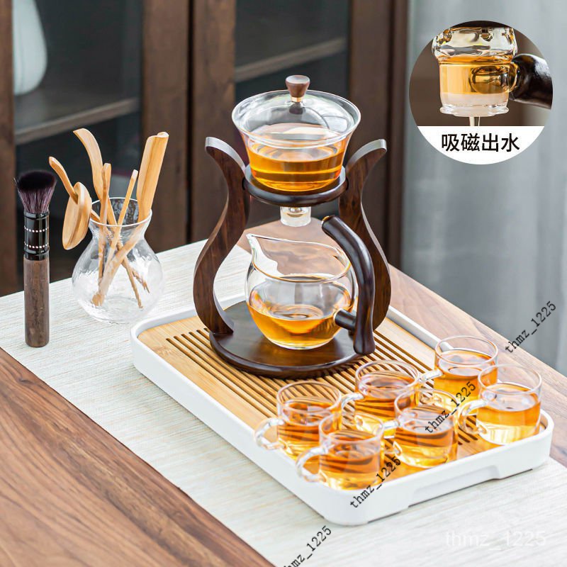 【優質精選】懶人玻璃茶具全自動泡茶器耐熱透明功夫茶壺茶杯套裝傢用會客高檔3Q 9CLR