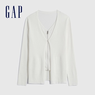 Gap 女裝 V領針織外套-白色(836544)