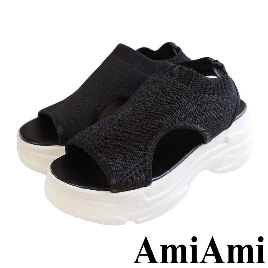 【AmiAmi】 厚底針織涼鞋女運動涼鞋 CN102