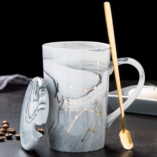 茶道 北歐 創意 陶瓷 杯子 星座 馬克杯 帶蓋 情侶 咖啡杯 家用 水杯 男生 女士 茶杯 星座陶瓷杯 創意情侶杯