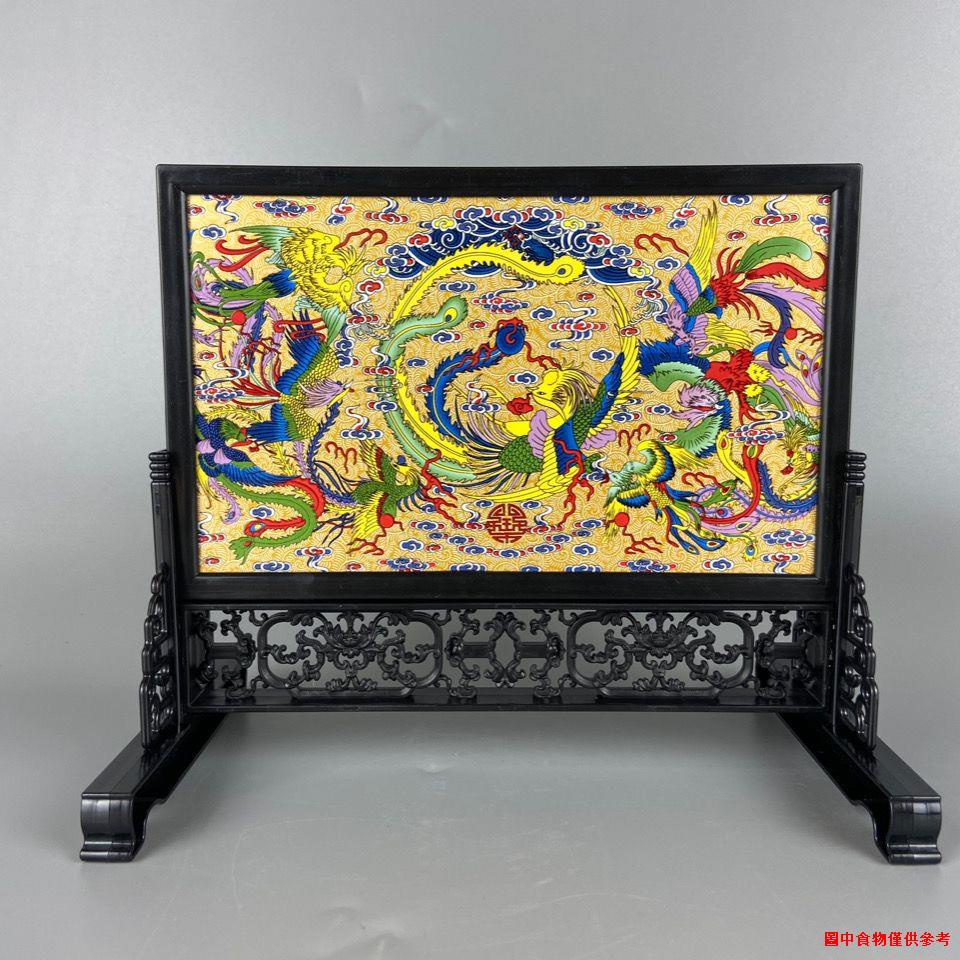 ◘✴中國風特色漆器工藝品瓷板畫插屏中式仿古小屏風桌面裝飾擺件桌屏