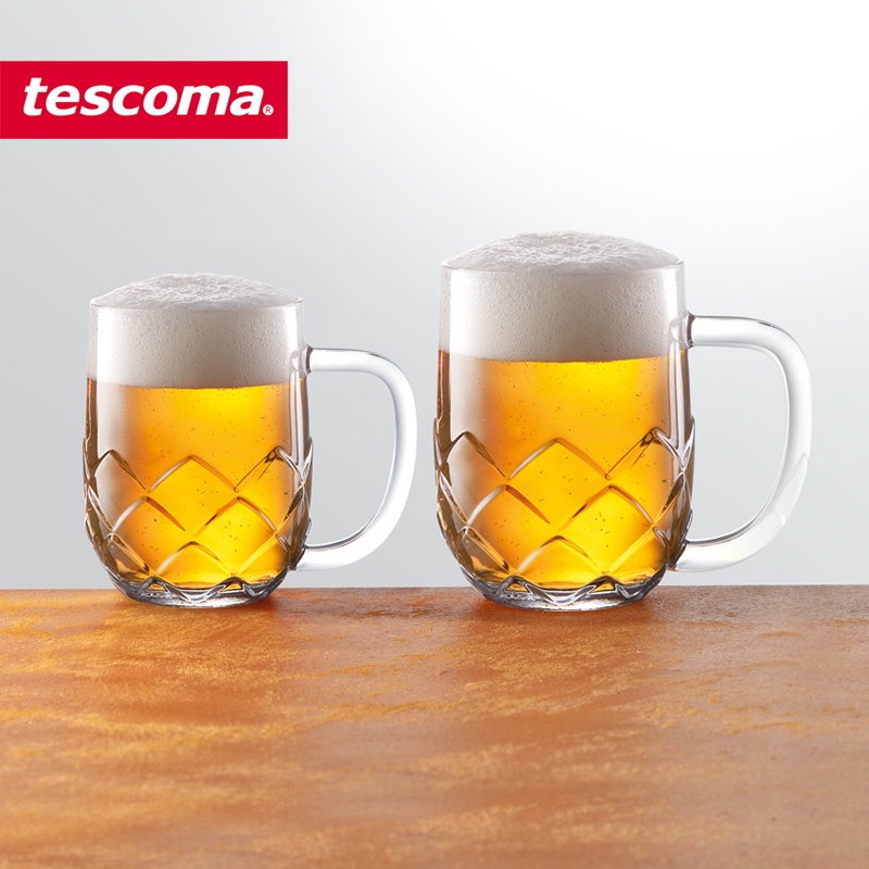 茶道 捷克 tescoma 玻璃啤酒杯 大容量 加厚 紮啤杯帶 把手 精釀 酒杯 啤酒杯 捷克啤酒杯